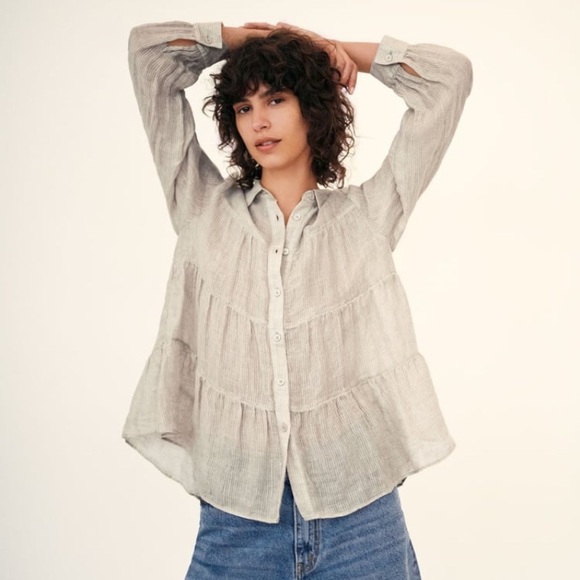 Zara tiered long sleeve blouse - Picture 2 of 6